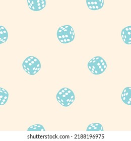 Seamless pattern with dice. Cute pastel background 00s 90s style. Y2k aesthetic. Can be used as gift wrap, fabric, packaging and branding design.