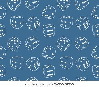 seamless pattern with dice on White Background. Vector