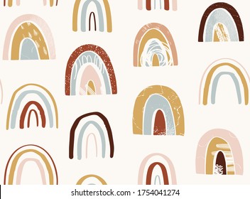 Seamless pattern with different abstract rainbows