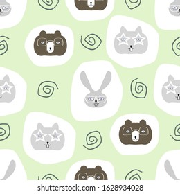 Seamless pattern with different animals