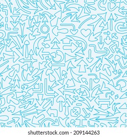 Seamless pattern with different arrows. Vector illustration.