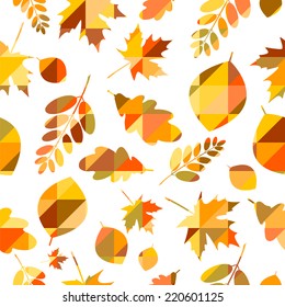 Seamless pattern with different autumn leaves 