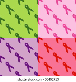 Seamless pattern of different awareness ribbons.