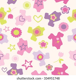 seamless pattern of different baby body suit 