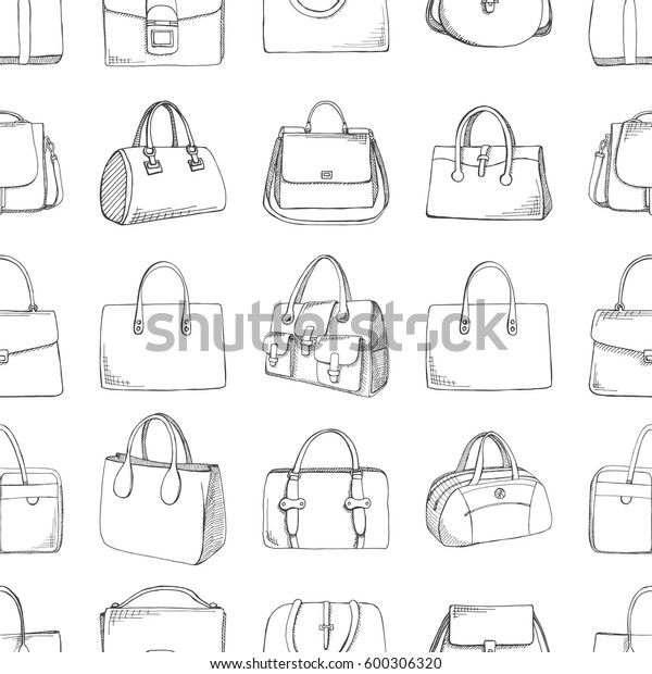 Seamless Pattern Different Bags Sketch Style Stock Vector (Royalty Free ...