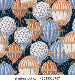 Seamless pattern with different ballons. Vector