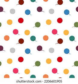 Seamless pattern with different balls of yarn. Vector illustration.
