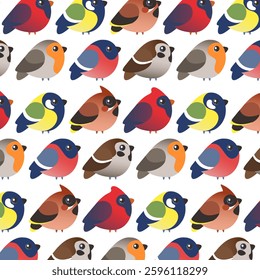 Seamless pattern with different birds