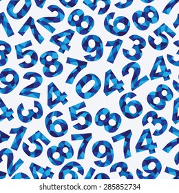 Seamless pattern with different blue abstract numbers