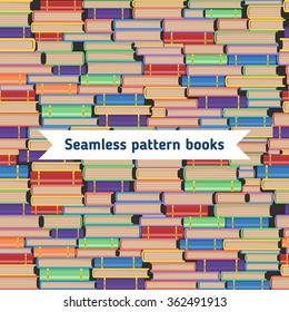 Seamless pattern with different books.  Book Background.