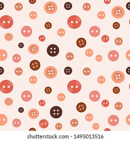 Seamless pattern with with different buttons. Editable vector illustration. 