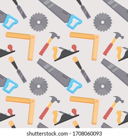 Seamless pattern with different carpenter tools