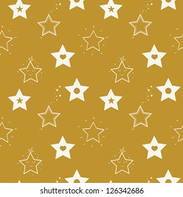 Seamless pattern with different cartoon stars. Vector background.