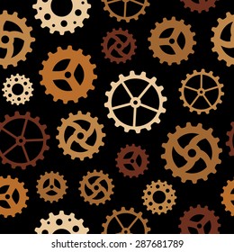 Seamless pattern with different cogwheels on black background (EPS 8)