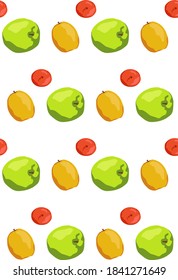 Seamless pattern, different color apples. For textiles, wrapping paper, background