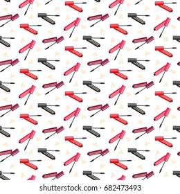 Seamless pattern of different colored mascara. Pattern.