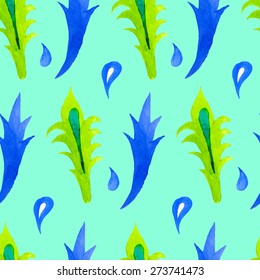 Seamless pattern with different colorful flowers. Vintage ornament. Watercolor vector illustration.
