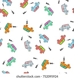 Seamless pattern from different colors of cars.