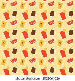 Seamless pattern with different cups