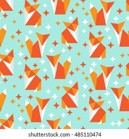 Seamless pattern with different cute foxes. Vector illustration
