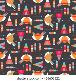 Seamless pattern with different cute foxes. Vector illustration