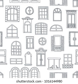 Seamless pattern with different cute vintage