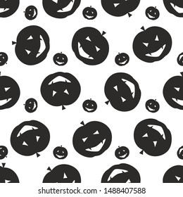 Seamless pattern with different dark pampkins