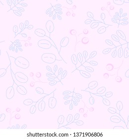 Seamless pattern with different doodle stylish leaves. Pastels cute color. Vector illustration for wallpaper, scrapbook, background website