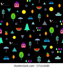 Seamless pattern with different elements