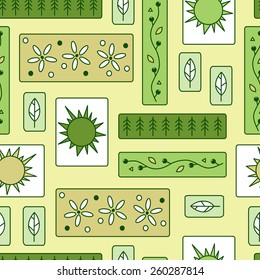 Seamless pattern of different floral cards
