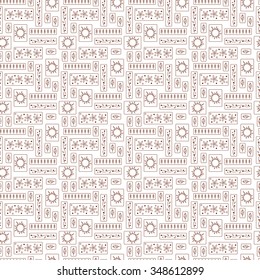 Seamless pattern of different floral cards with sun, flowers, leaves