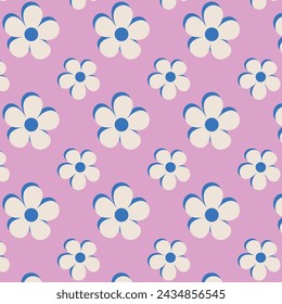 seamless pattern of different flowers 70's style	
