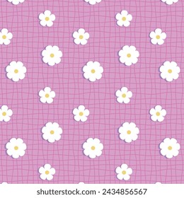 seamless pattern of different flowers 70's style	
