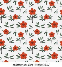 Seamless pattern with different flowers, plants and leaves. Vector illustration of a flower pattern. Modern design for paper, cover, fabric, interior and other users.