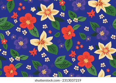 seamless pattern with different flowers, Vector design Make your own design. Limited color palette. Can be used in textile design