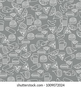 Seamless pattern with different foods. Design for banner and print.