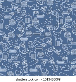 Seamless pattern with different foods. Design for banner and print.