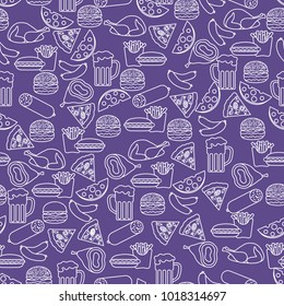 Seamless pattern with different foods. Design for banner and print.