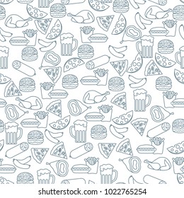 Seamless pattern with different foods. Design for banner and print.