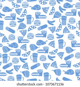 Seamless pattern with different foods. Design for banner and print.