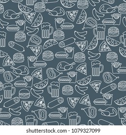 Seamless pattern with different foods. Design for banner and print.