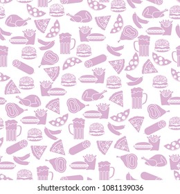 Seamless pattern with different foods. Design for banner and print.