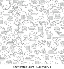 Seamless pattern with different foods. Design for banner and print.
