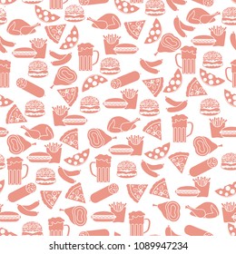 Seamless pattern with different foods. Design for banner and print.