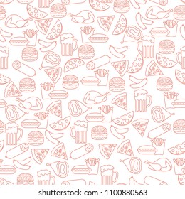 Seamless pattern with different foods. Design for banner and print.