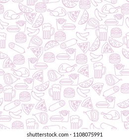 Seamless pattern with different foods. Design for banner and print.