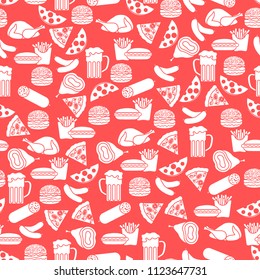 Seamless pattern with different foods. Design for banner and print.