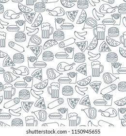 Seamless pattern with different foods. Design for banner and print.
