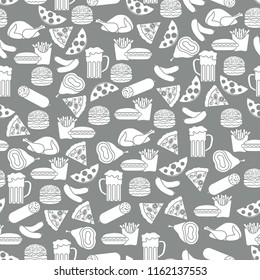 Seamless pattern with different foods. Design for banner and print.