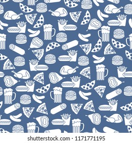 Seamless pattern with different foods. Design for banner and print.